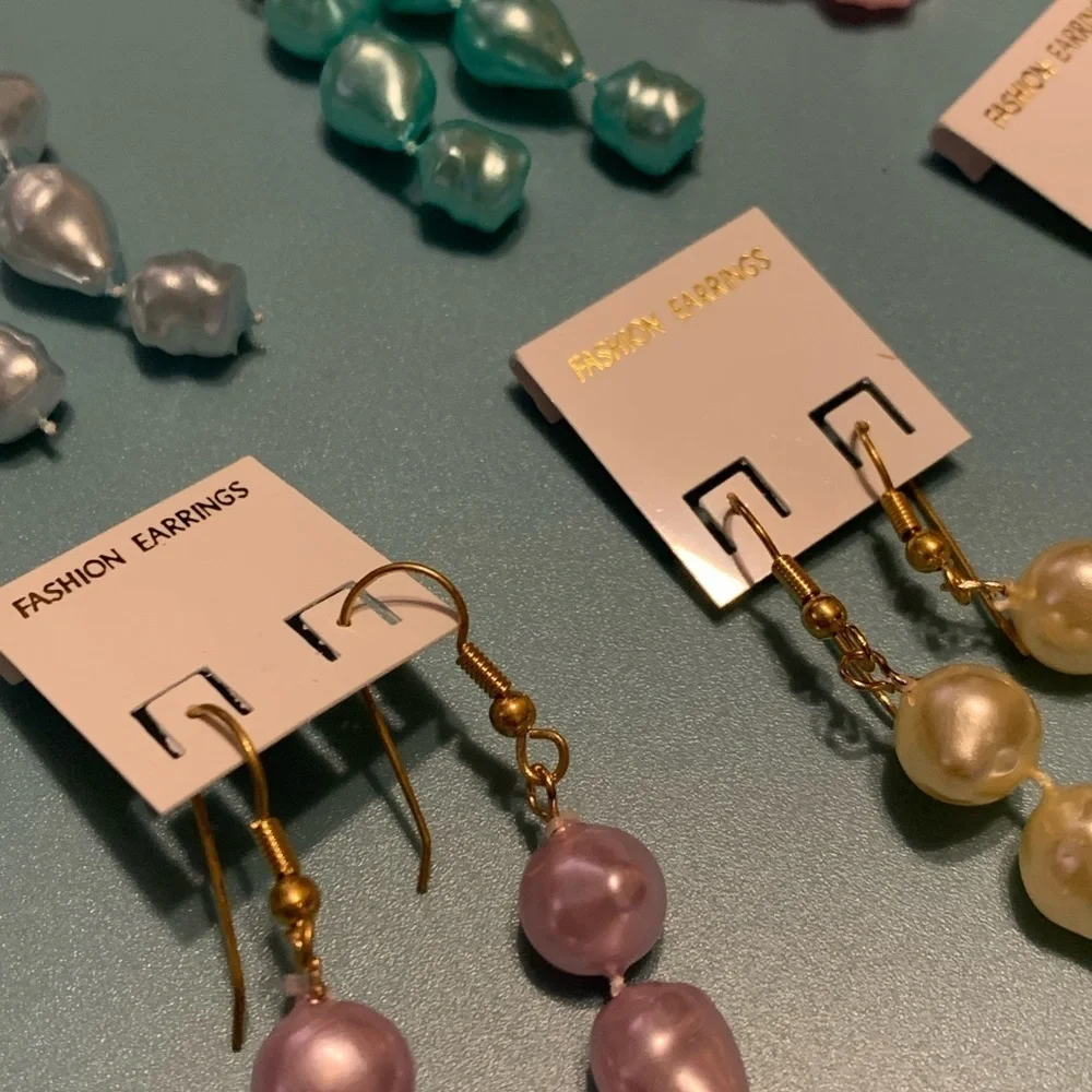 NEW Pearl Styled Dangly Fashion Earrings Set of 6
